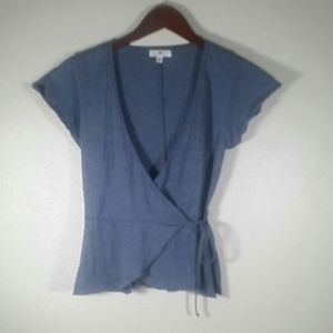 BP Blue Wrap around Top with Tye  Size S